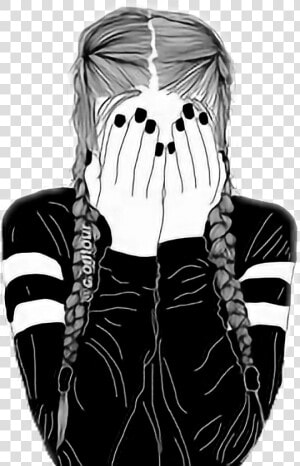 Transparent Sadness Inside Out Png   Girl With Braids Drawing  Png Download