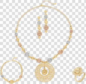 Colorful Filigree Orb Set  Tricolor Gold   Necklace  HD Png Download