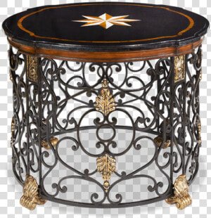 Black Stone Cabibe Shell Accent Round Top Gold Leaf   Furniture  HD Png Download