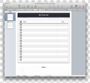 To Do List Template   Pages List Template  HD Png Download