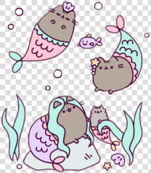  pusheen  pusheenmermaid  fish  sea  seashell  starfish   Pusheen As A Mermaid  HD Png Download