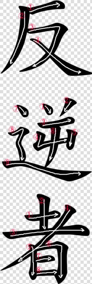 Kanji Writing Order For 反逆者   Rebel In Japanese Kanji  HD Png Download