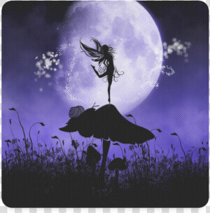 A Beautiful Fairy Dancing On A Mushroom Silhouette   Fairy Silhouette Art  HD Png Download