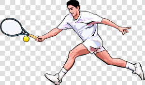 Vector Illustration Of Tennis Player With Racket Or   Soft Tennis  HD Png Download