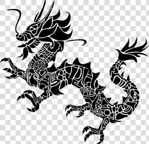 Tribal Asian Dragon Silhouette   Asian Dragon Silhouette  HD Png Download