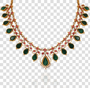 Ethnic Emerald Gold Necklace  HD Png Download