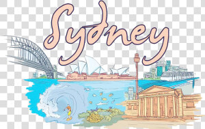 Building City Sydney  Opera House Illustration Wall   Sydney Australia Postcard  HD Png Download