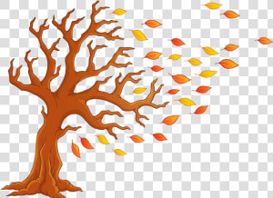 Transparent Blowing Leaves Clipart   Cartoon Transparent Fall Tree  HD Png Download