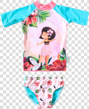 Girls Rash Vest And Pants Hula Girl   Girl  HD Png Download