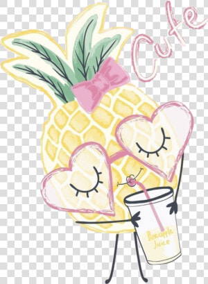  pineapple  juice  drink  drinking  cute  text  art   Cute Pineapple Watermelon And Kiwi Clipart  HD Png Download