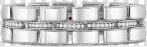 Roberto Coin Wide Retro Link Bracelet With Diamond   Platinum  HD Png Download