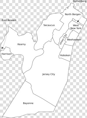 Hudson County  Nj Municipalities Labeled   Hudson County City Map  HD Png Download