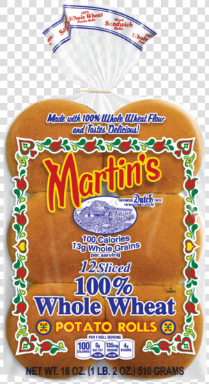 Martin S® 100  Whole Wheat 12 sliced Potato Rolls   Martin  39 s Whole Wheat Potato Rolls  HD Png Download