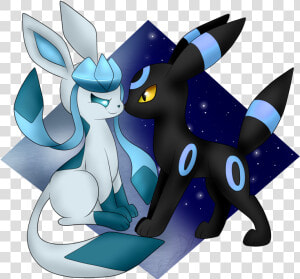  glaceon  umbreon  shiny  freetoedit   Pokemon Glaceon And Umbreon  HD Png Download