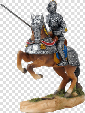 Armored Knight With Jousting Lance On Rearing Horse   Knight On Horseback Figurine  HD Png Download