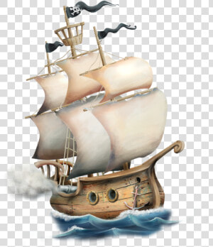 Pirate Ship Watercraft Cartoon Hand painted Png File  Transparent Png