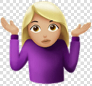  idk  idc  emoji  wtf  girl  iphone  imoji   Transparent Shoulder Shrug Emoji  HD Png Download