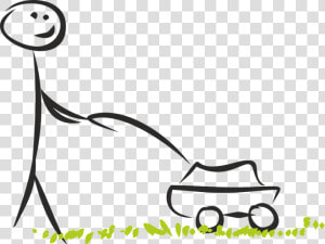 Lawn Mower  Mow  Image  Mowing  Grass  Ludek  Work   Stick Figure On A Lawnmower  HD Png Download