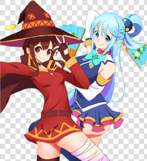  konosuba  aqua  megumin  anime  manga   Konosuba Aqua And Megumin  HD Png Download