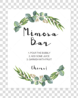 Mimosa Bar Sign Printable With Watercolor Leaves By   Free Watercolor Leaves Png  Transparent Png