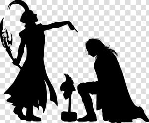 Thor And Loki Stencil Kneel  Brother   Loki And Thor Silhouette  HD Png Download