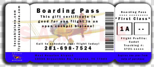 Houston Flights Texas Biplane Boarding Pass   Illustration  HD Png Download