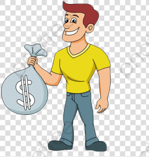 Money Bag Clipart Man   Guy Holding Money Clipart  HD Png Download