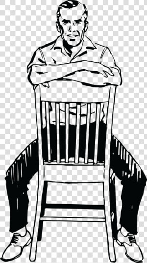 Transparent Chair Clipart   Man Sitting On Chair Drawing  HD Png Download