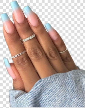  nails  nail  bluenails  pinknails  colorednails  aesthetic   Blue Acrylic Nails Coffin Ombre  HD Png Download