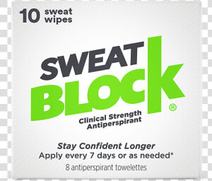 Sweatblock Antiperspirant Wipes For Excessive Sweating   Sweat Block  HD Png Download