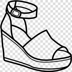 Wedge Sandal Clipart Black And White  HD Png Download