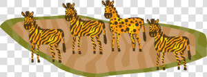 Vector Illustration Of African Striped Zebra Horses  HD Png Download