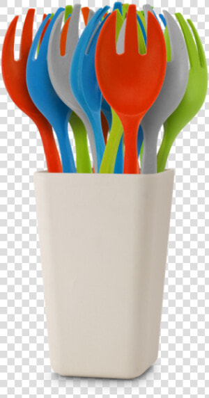 Bamboo Fibre Spork   Flowerpot  HD Png Download