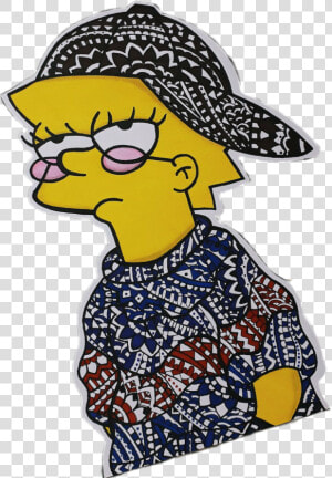  lisa  simpsons  hippie  cool  art  sticker   Lisa De Los Simpson Cool  HD Png Download