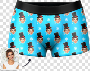 Custom Christmas Snowman Face Boxer Shorts   Underpants  HD Png Download