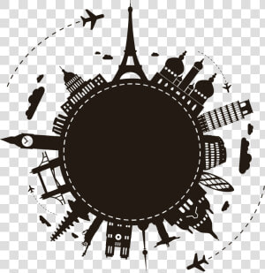 Silhouette Package Travel Agent Tour Earth Clipart   All Around The World Vector  HD Png Download