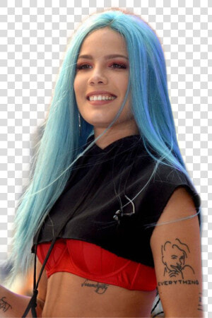 Transparent Halsey Png   Halsey With Blue Hair  Png Download