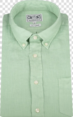 Linen Shirt With Button Down Collar In Pea Green   Button  HD Png Download