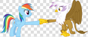 Rainbow Dash And Gilda Doing A Hoof Fist Bump By Tomfraggle   Mlp Rainbow Dash Hoof Bump  HD Png Download