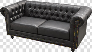 Chesterfield Sofa Black   Studio Couch  HD Png Download