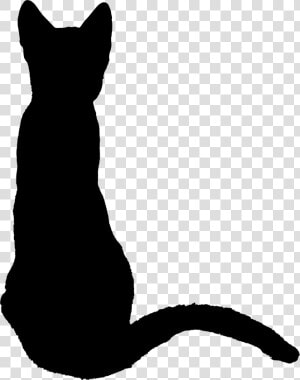 Cat Kitten Silhouette Drawing   Black Cat Sitting Back  HD Png Download