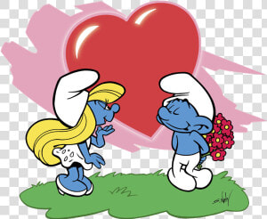 The Drama And Role Play And The Acting Corner   Smurf And Smurfette Love  HD Png Download