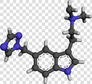 Rizatriptan 3d Ball And Stick   Serotonin Chemical Structure 3d  HD Png Download