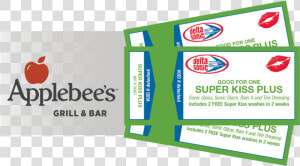 3 Super Kiss Plus Washes And Free Dinner At Applebees   Applebees  HD Png Download