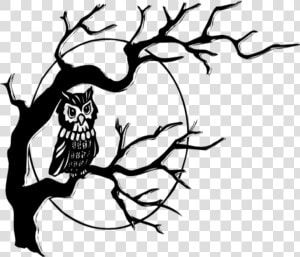  mq  black  tree  owl  bird  silhouette   Owl Clip Art  HD Png Download