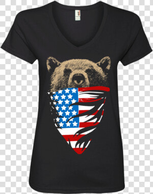 Bear Wearing American Flag Bandanna Ladies   Bear With American Flag Bandana  HD Png Download