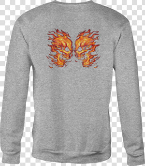 Motorcycle Crewneck Sweatshirt Flaming Fiery Skull   Long sleeved T shirt  HD Png Download