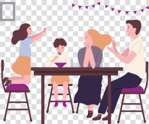 Family Spending Time Together Cartoon   Png Download   Cartoon At Dining Table  Transparent Png