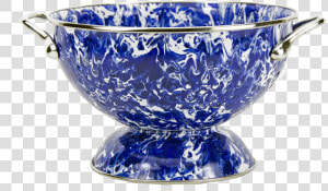 Cb27 Cobalt Blue Swirl Colander   Blue And White Porcelain  HD Png Download