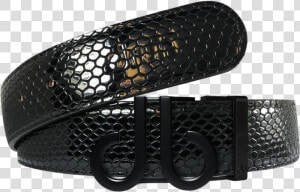 Black Snakeskin Texture Leather Belt With Matte Db   Db Belt  HD Png Download